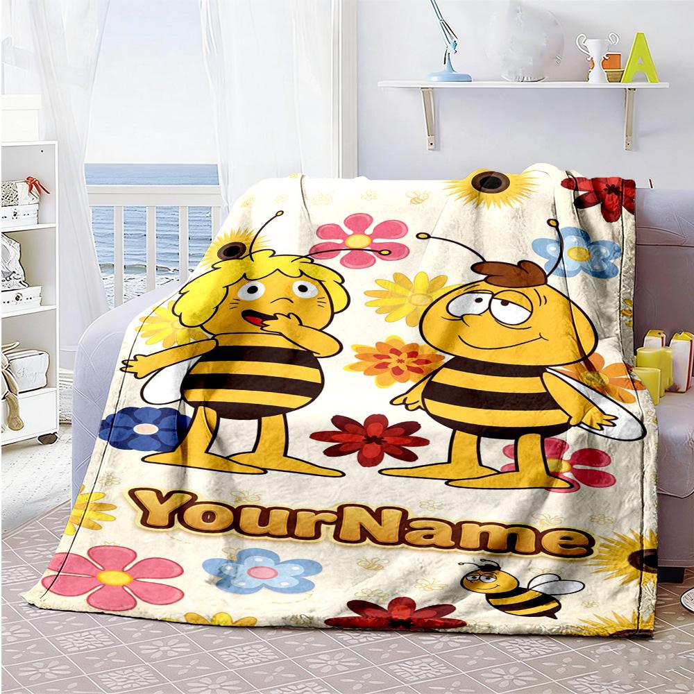 Biene Maja Personalized Name Blanket Throw Customizable Blanket Soft & Cozy Versatile for Office Chair Chair Bedding Couch for All Occasions
