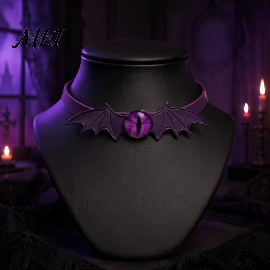 Birthday Gifts for Women Gothic Bat Leather Choker Necklace, Devil Eyes Collar Necklace Statement Jewelry Parties Men, Adjustable Wing Clavicle