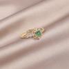 Design Fashion Jewelry 14K Real Gold Plating Simple Emerald Square Zircon Ring Elegant Women's Daily Work Accessories