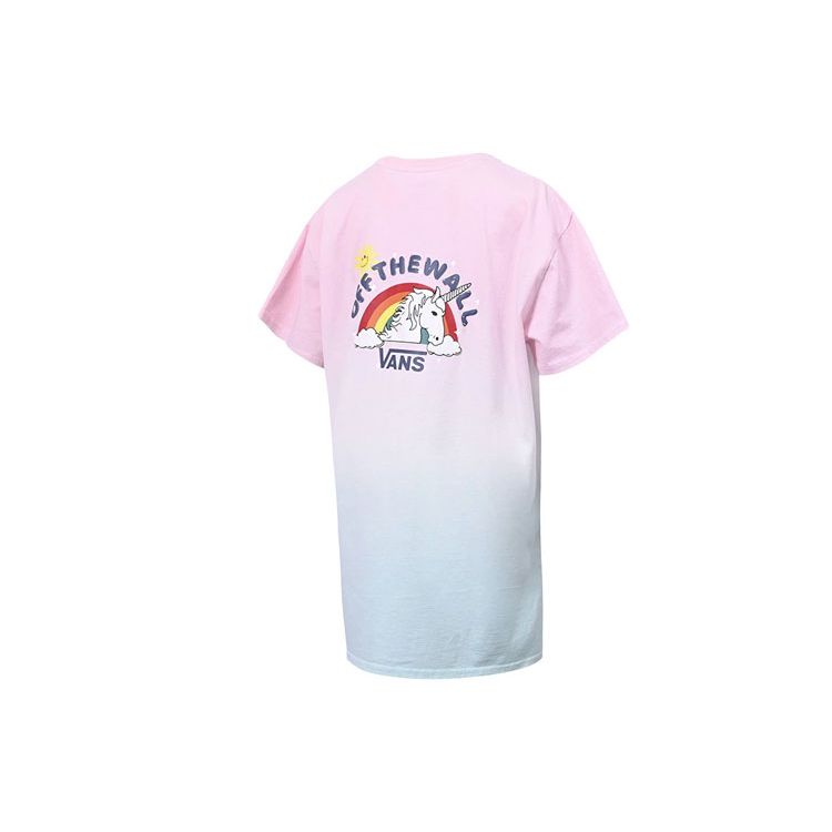 Vans T-shirt Décontracté à Col Rond et Manches Courtes avec Imprimé Dégradé Licorne Unisexe Hauts Rose VN0A54LCUUZ