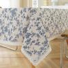 Vintage Cotton Linen Tablecloth Floral Pattern Table Cloth with Tassel Washable Table Cover for Dinning,Picnic,Tabletop Decor
