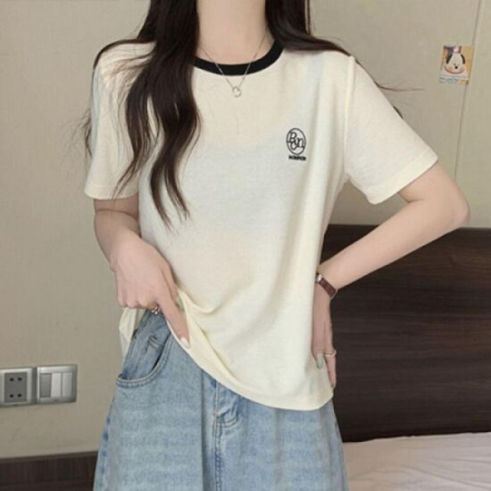 Navava Women Simple Embroidery ShorT Sleeve T shirT nT1666 1+1
