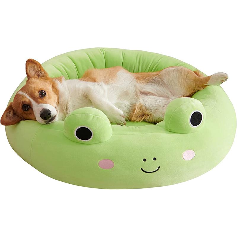 Pet Cat Bed Comfortable Frog Shape Round Dog Kennel Ultra Plush Washable Puppy Kittens Cushion Winter Warm Sofa Beds Pet Supplies