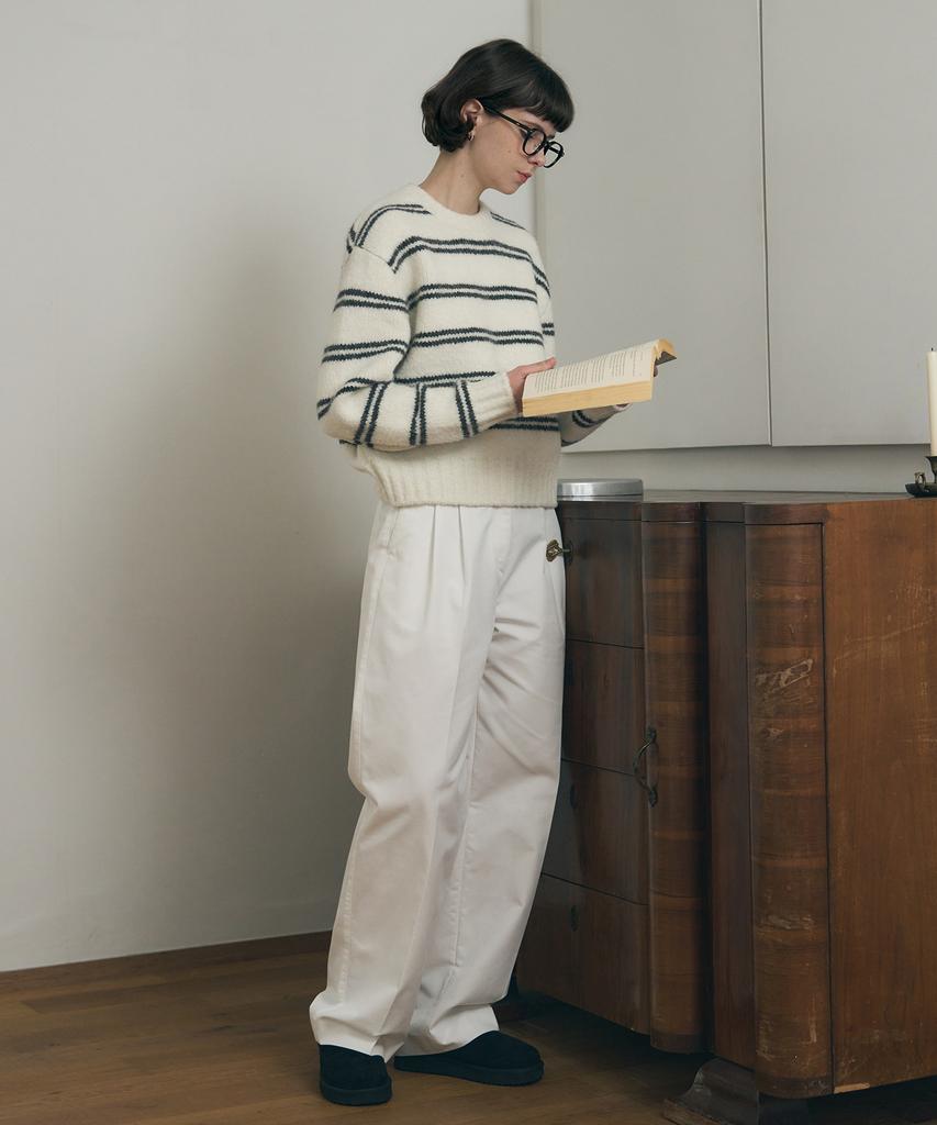 Deuloupisumeon Mellow Stripe Pullover Knit [Black]