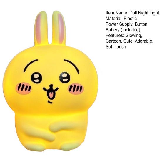 Cute Anime Doll Night Light Kawaii Glowing Cartoon Doll Toy Glow-in-the-Dark Surprise Gifts for Kids Toddlers Baby Room Bedroom Desktop Decor