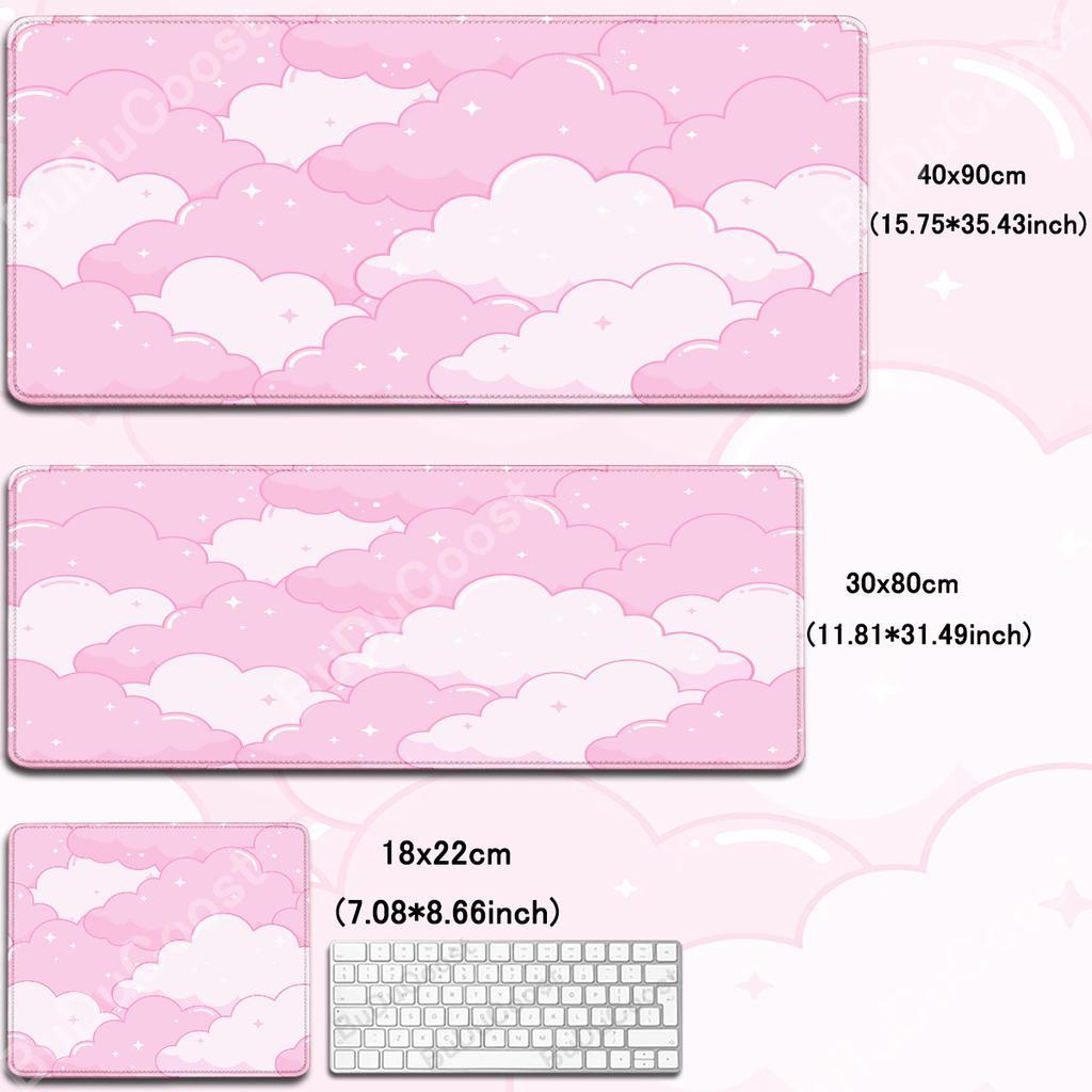 Gaming Mousepad Pastel Cloud HD Desk Mat Kawaii Cartoon Pink Mouse Pad 30x80cm Rubber Rugs Extended Gamer Lock Edge Keyboard Mat