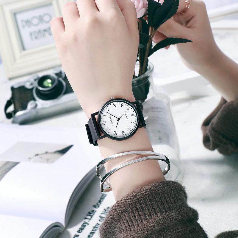 Student Watch Women'S Simple High-Value Leisure College Style Literary Examination Retro Men'S And Women'S Quartz Small Black Watch