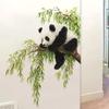 Cartoon Panda Climbing Tree Waterproof Oil Proof Self Adhesive PVC Wall Sticker for Living Room Decor