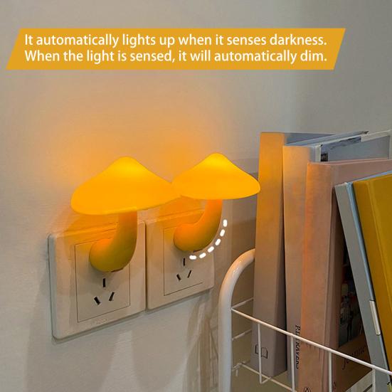 Érzékelő LED éjszakai fény kreatív forma automatikus be/ki energiatakarékos Plug-play villogásmentes szemvédelem Aranyos gombás éjszakai lámpa