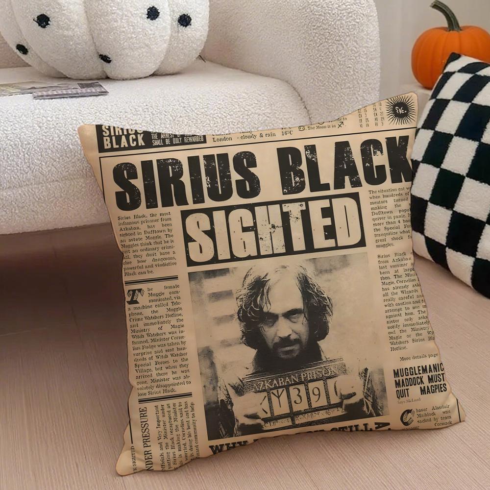 Vintage Newspaper Pillow Retro Personality Cushion Cover Throw Pillow Cover Hidden Button Durable Polyester Chair Cushion
