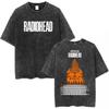 Rock Band Radiohead The Bend Funny Cat Vintage Washed Tshirts Men Women Fashion Hip Hop T Shirts Cotton Male Tshirt Streetwear