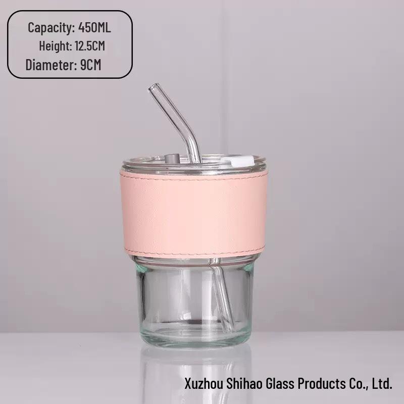 Stylish Bamboo Glass Cup with Lid and Straw - Portable for Water, Milk, or Coffee