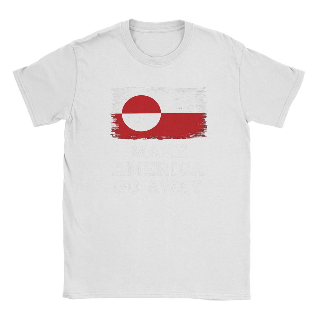 Oversized T-shirt Zomer Make America Go Away Vrijetijds T-shirts Groenland Vlag Katoenen T-shirt voor Mannen Y2K Korte Mouw Kleding