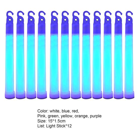 12Pcs Light Stick Ultrabright Long-lasting Disposable Multi-use Attractive Glow Stick for Camping