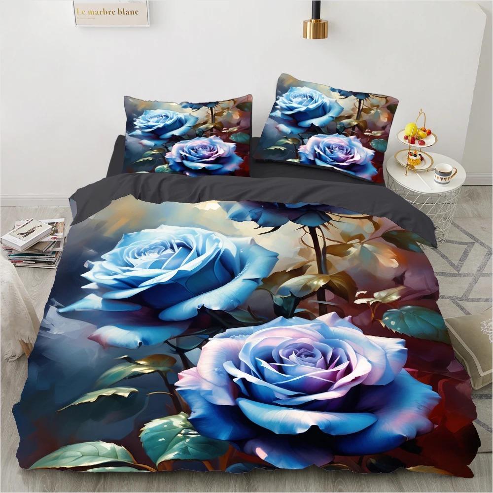 Luxury Duvet Cover Floral Exotic European 3D Bed Collection Design Retro Comforter Bedding Collections For Bedroom Black Deeuus Size