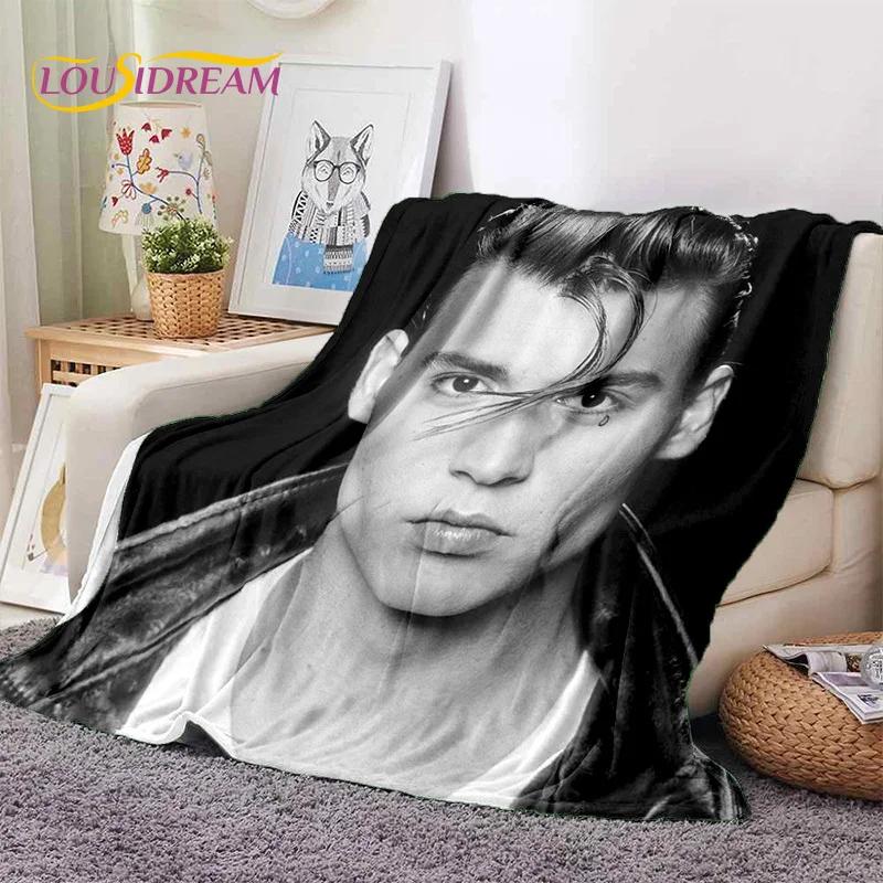 Couvertures Douces HD Étoile Johnny Depp Impression 3D, Couverture Jetée pour Garder au Chaud Couverture Confortable pour Pique-nique Lits Canapé Maison Chambre à Coucher Cadeau