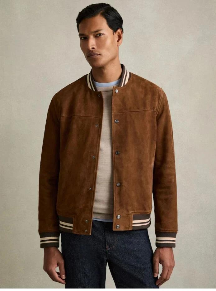 HOT Men Shirt Suede Brown Handmade Genuine Lambskin Leather Party Casual Soft Fit