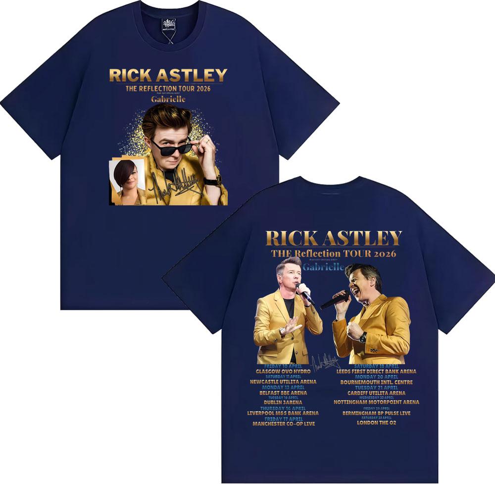 Rick Astley Reflection Tour 2026 Printed T Shirt Unisex Women Fashion Classic Comfort 100 Cotton TShirt Oversized ONeck Tshirts