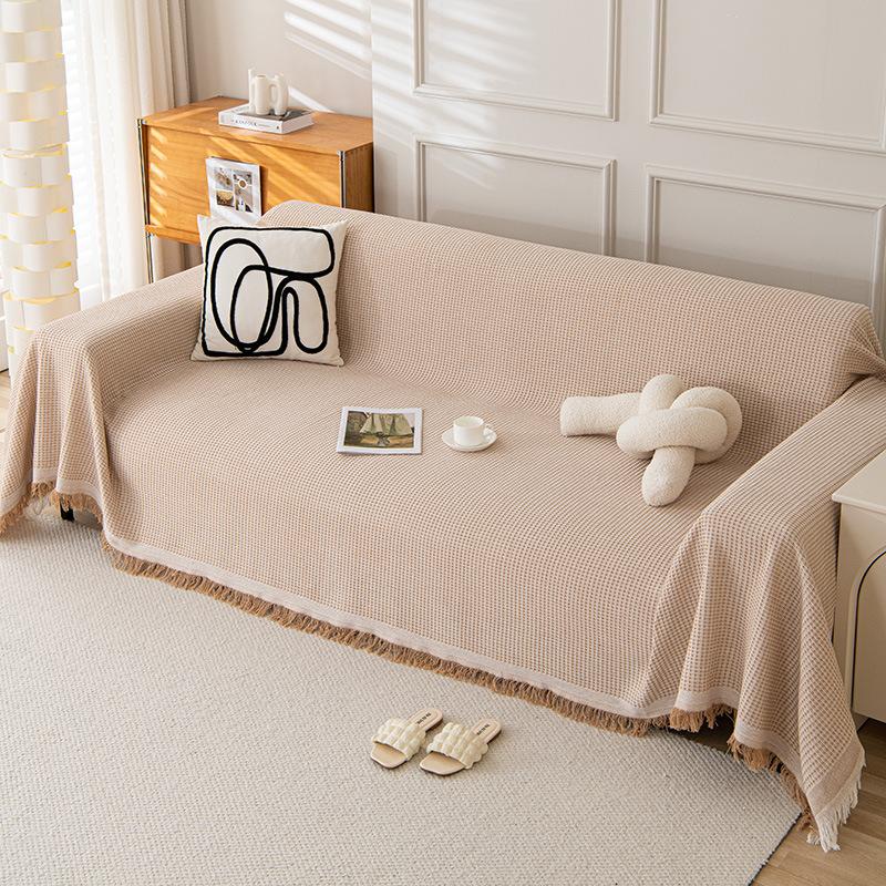 Housse de Canapé en Gaze de Coton Style Nordique - Protection de Canapé Tout-en-Un 4 Saisons, Plaid Réversible & Tapis de Camping Léger décoration intérieure