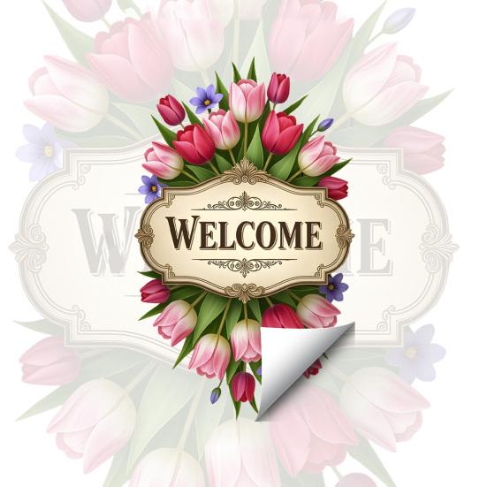 Tulip Welcome Sign Sticker Static Cling Window Decal Removable Waterproof Window Sticker No Residue for Shop Restaurant Home