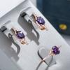 Shiny Purple Natural Zircon Drop Earrings For Women Trend  Rose Gold Color Bride Wedding Fine Jewelry Crystal Gift