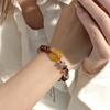 New Chinese Ancient Amber Color Bracelet for Women Ethnic Woven Handmade Rope Chain Beaded Retro Bracelets Gift