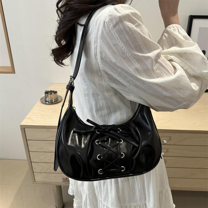 Pu Small Underarm Bag With Ruffle Detail For Daily Casual Wear