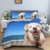 Dog Duvet Cover Set Golden Retriever Queen Size Bedding Set For Boys Girls Microfiber 3D Pet Themed Animal Funny Dog Quilt Cover