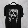 Dark Occult T Shirt Creepy Face Gothic Style Black Skull Shirts Vintage Washed Top For Everyday Wear Stylish Soft Stretched