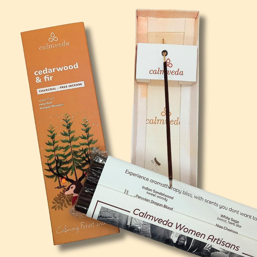 Calmveda Bâtonnets d'encens Bois de Cèdre Balsamique - 80 Bâtonnets Parfumés