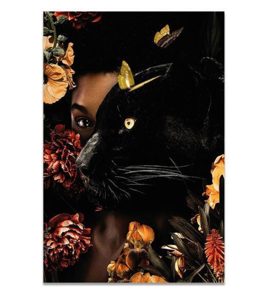 Nordic Blume Tier Wandbild Tiger Löwe Zebra Poster Und Druck Wandbild Wohnzimmer Leinwand Moderne Klassische Dekorative Malerei