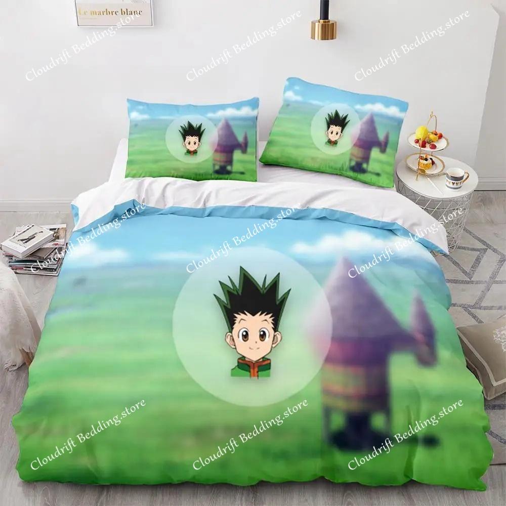 HUNTER×HUNTER Bettwäscheset Einzelbett Twin Full Queen King Size Bettset Erwachsene Kind Schlafzimmer Bettdeckenbezug-Sets Bettmöbelset Schlafzimmer