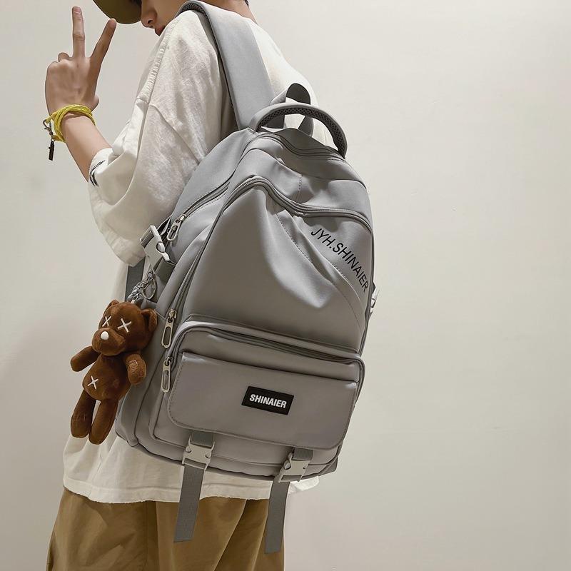 Backpack Simple Large Capacity Waterproof Fabric Travel Backpack Leisure Junior High School Student High School Student Schoolbag