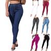 Slim Fit Stretch Denim Pants Women High Waist Skinny Jeans Casual Office Trousers Full Length Button Zip Closure