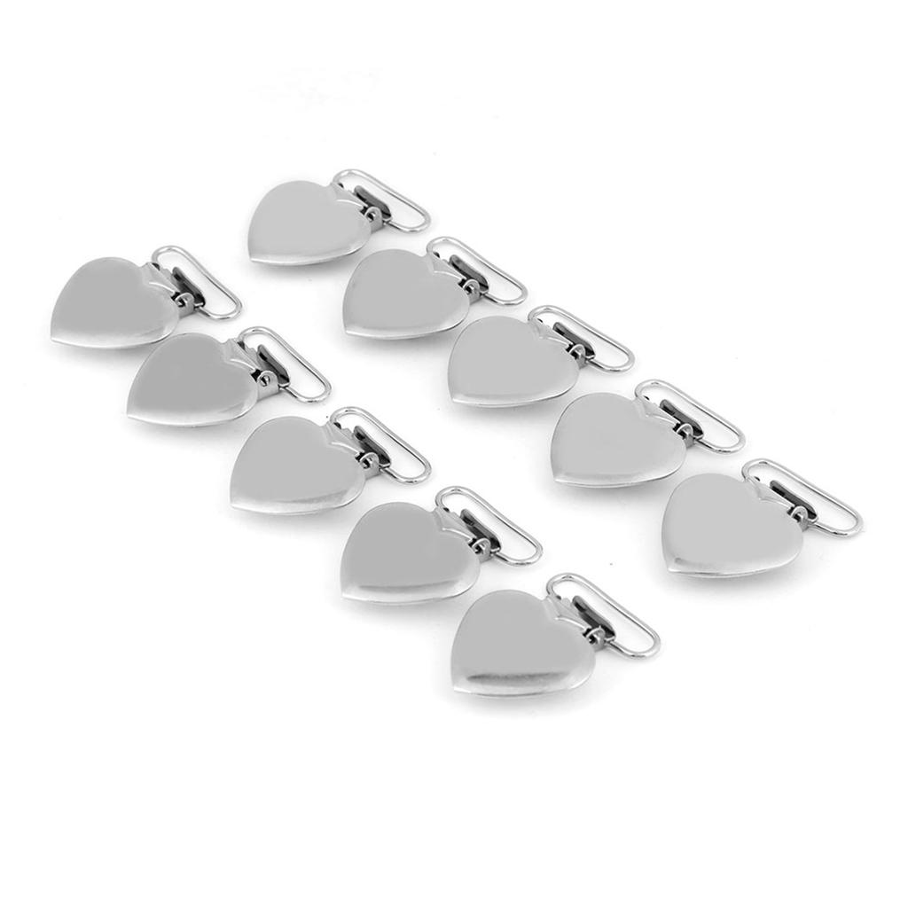 10 Pcs Metal Heart Shape Insert Pacifier Holder Suspender Clips for Home Craft