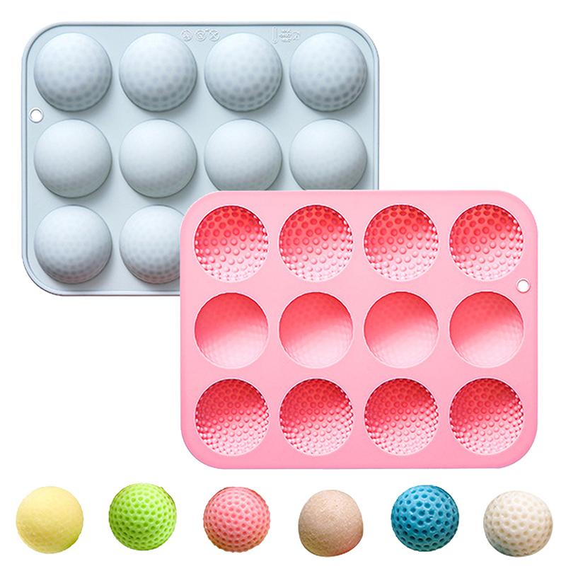 Molde para Cake Pop de Pelota de Golf, Molde de Chocolate de Pelota de Golf, Molde de Silicona 3D de 12 Cavidades para Decoraciones de Cupcakes, Caramelo