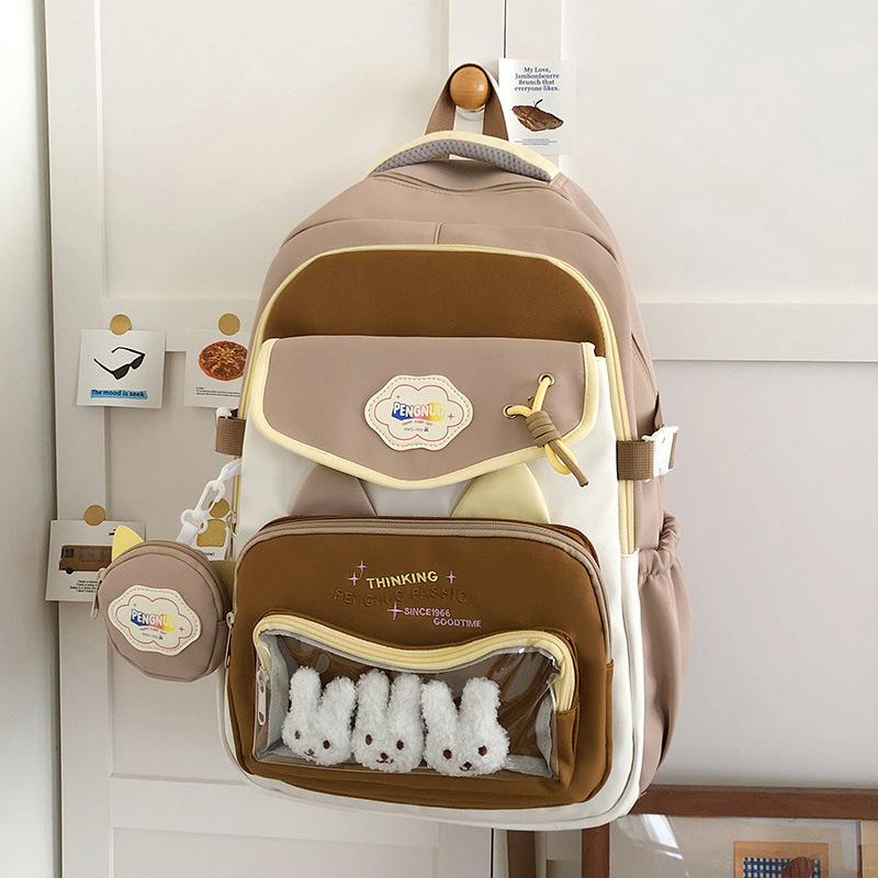 Backpack Cute College Large Capacity School Bag Lazy Wind Multi-layer Backpack Girl Student Lightweight Backpack