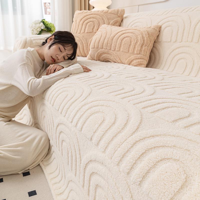 Sofa Cover Cloth High-Grade Covering Towel All-Inclusive Winter Plush Sofa Blanket Living Room 2024 New Cushion Light Luxury