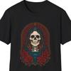 Skeletal Figure W Roses T Shirt Halloween Festival for Him Her