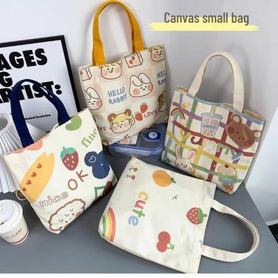 Borsa a Mano in Tela Stile Giapponese con Cartoni Animati per Studenti Universitari - Borsa Portatile per Pranzo e Ripetizioni per Donne