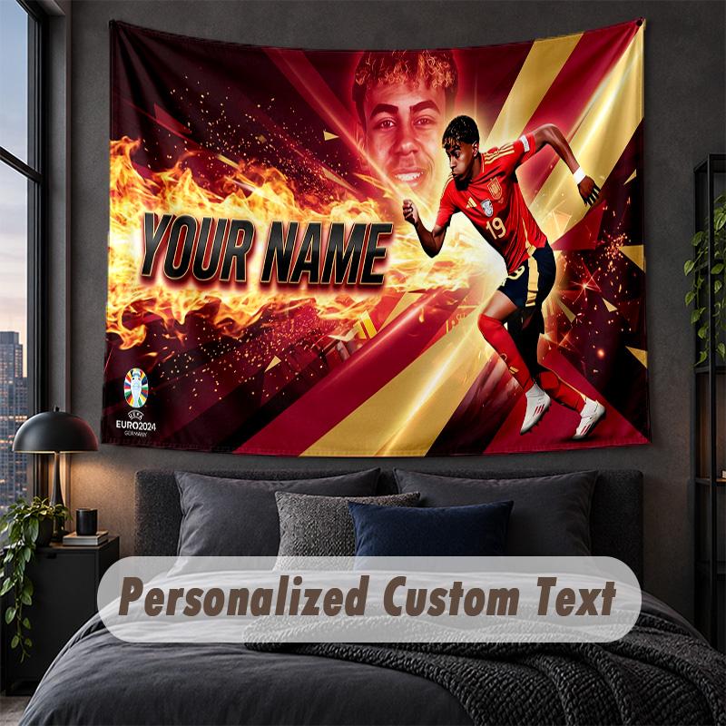 Custom Name Text Tapestry,Lamine Yamal Decorative Wall Hanging, Background Tapestry For Home Bedroom