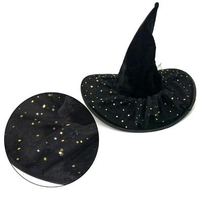 Halloween Wizard Hat Star Lace Witch Hat Witch Caps Wizard Costume Accessories for Masquerade Party Decor Cosplay Props