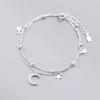 Sprankelende 925 Zilver Ster Maan Armbanden Voor Vrouwen Meisjes Vintage Koreaanse Kristal Armbanden Feest Bedel Sieraden Cadeaus