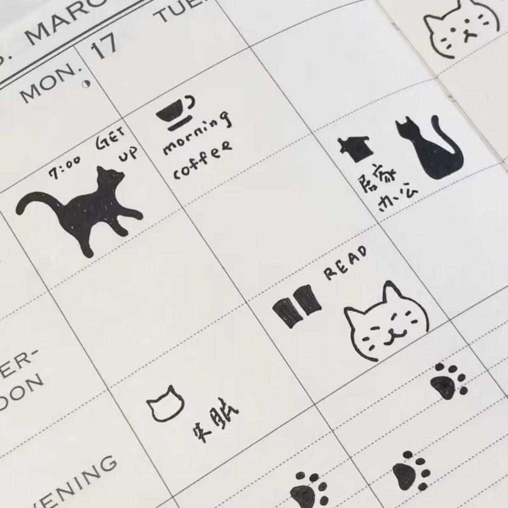 Double-Sided Cat Pattern Ruler Stationery Tool Educational Cat Template Ruler Kawaii Precision Metal Bookmark Planning Book