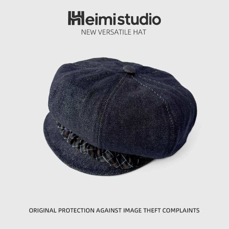 25 Frühherbst neue Spitze Denim Baskenmütze Damen Retro Persönlichkeit zeigt ihr Gesicht, kleine Malermütze Trend