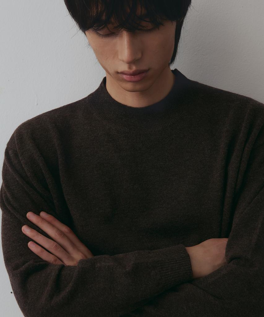NODU Mock Neck Half Turtleneck Knit [Brown]