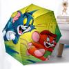1 szt. Tom i Jerry Automatyczny Składany Parasol z Otwieraniem/Zamykaniem, Wiatroodporna Konstrukcja 8 Żebrowa, Lekki Parasol Podróżny dla Kobiet/Mężczyzn, a0902096