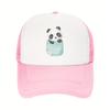 Cute Panda In Pocket Graphic Trucker Hat Breathable Mesh Baseball Cap Casual Adult Headwear