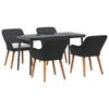 Garden Dining Set with Cushions 5 Pcs Black Poly Rattan