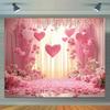 2D Pink Curtain Rose Backdrop Valentine's Day Birthday Photo Booth Banner